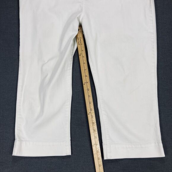 NYDJ Crop Jeans Womens Sz 16 White Straight Leg Cuffed High Waisted Modest Capri - Picture 12 of 15